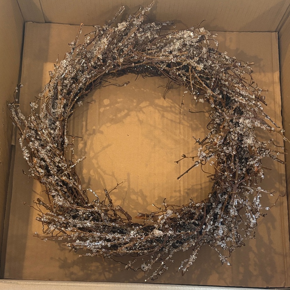 West elm Elegant Brown and Silver Holiday Wreath